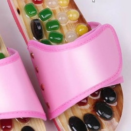Healthy foot acupressure indoor shoes massage blood circulation fatigue recovery kitchen accommodation foot health cool protruding stone slippers BM-017 Acupressure slippers/black (265-270mm) 3ea