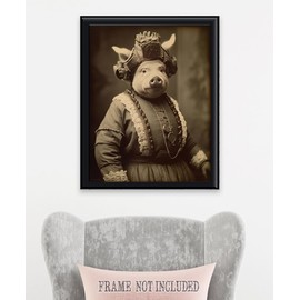 Pig-Faced Woman Vintage 16x20 Unframed Poster - Renaissance-Style Anthropomorphic Pig Art, Quirky Victorian Animal Portrait, Whimsical Farm Animal Artwork with Humor for Rustic Farmhouse Décor