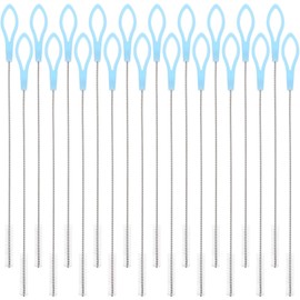 COLLBATH Cepillo Limpiador Cerdas de Nylon y Mango de Acero Inoxidable de Pajitas Reutilizable de 20 Piezas para Limpiar Popotes Largos y Áreas Difíciles
