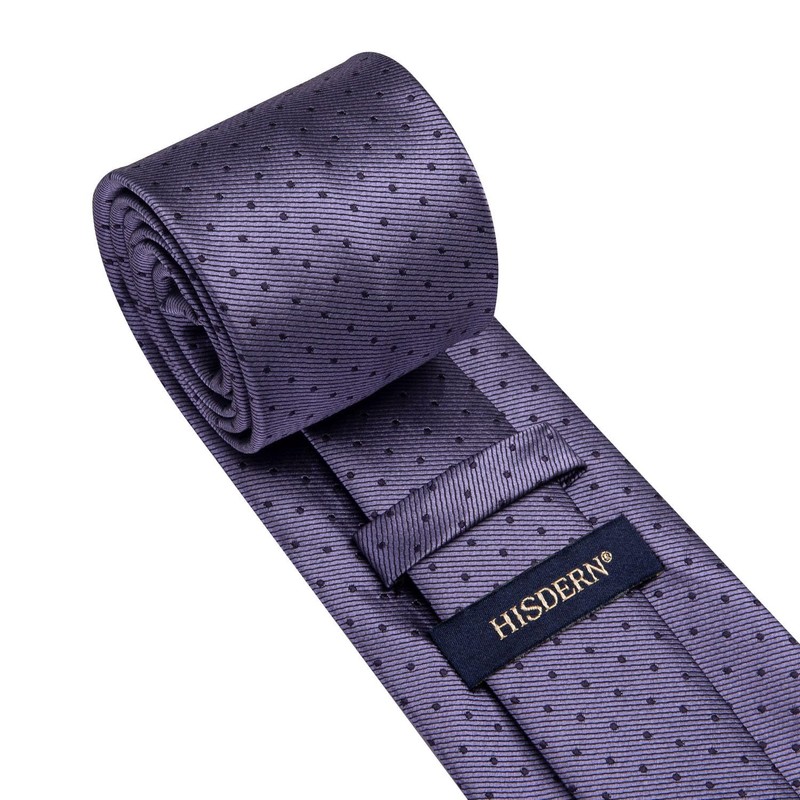 HISDERN Mens Ties Purple Tie and Pocket Square Dark Purple
