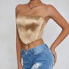 Women's Satin Fish Boned Tube Top Glossy Strapless Bustier Corset