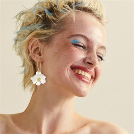 SIXDUTON Flower Earrings Women, Large Flower Earrings Pendant for Girls Women Party Accessories Everyday Wedding, Unit size, Sterling Silver, No Gemstone