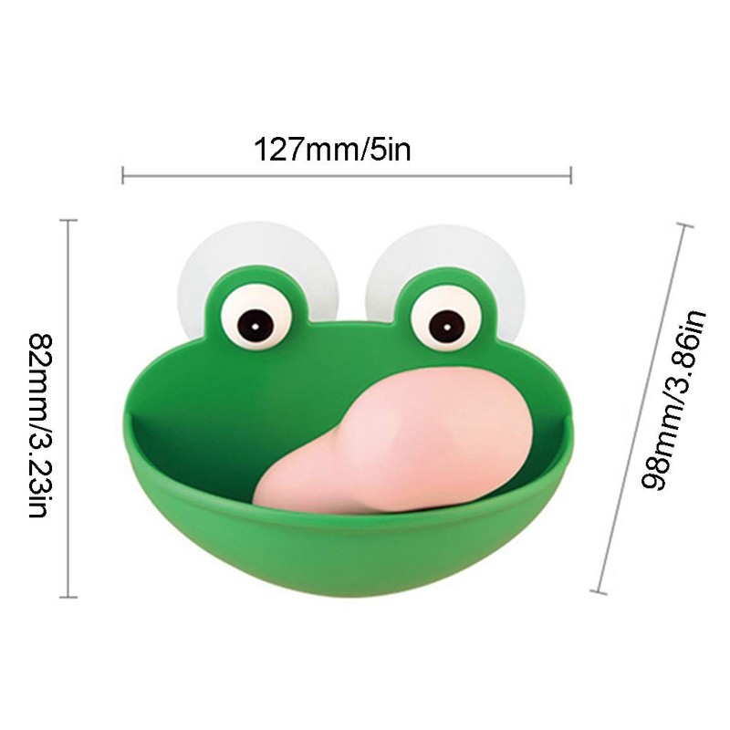 ZIRAN Frog Shaped Soap Dish Holder with Suction Cups Kitchen