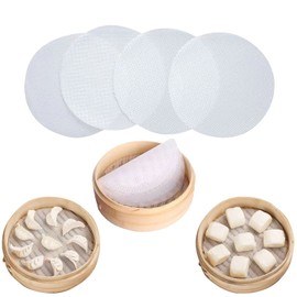 HYCSC Silicone Steamer Liners, 12 Inch Reusable Silicone Air Fryer Liners, Non-Stick Bamboo Steamer Liner, Silicone Steamer Mat Dim Sum Mesh for dumpling steamer, air fryer(4PCS)