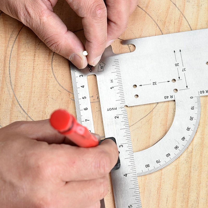 12in L Square Ruler Multifunction Scale Standard Carbon Steel Detachable