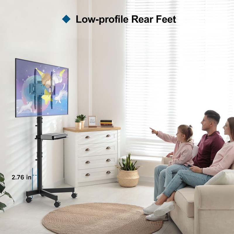 BONTEC Mobile TV Stand for 23-60 Inch TVs, Rolling TV