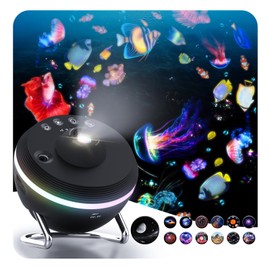 Galaxy Projector, Star Projector with Meteor & 4 Varicolored Lighting Effects, Jellyfish Projector Night Light Space Starry Sky Projector for Bedroom, Ocean Wave Projector for Kids Adults