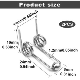 Isslly 2 Pack Double Return Torsion Springs, 0.94 Inch Length Alloy Replacement Accessories for Hair Curling Iron Rod, Hair Curling Accessories for Women, Men Hairstyling