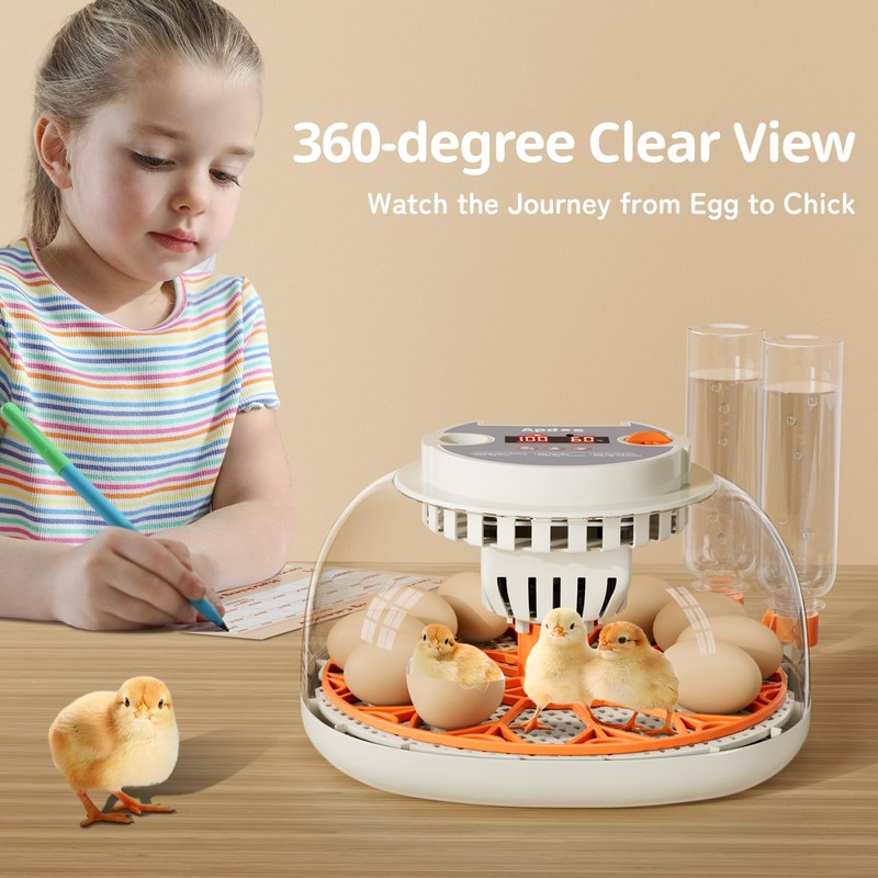 Egg Incubator with Temperature and Humidity Control, Automatic Egg Turner,