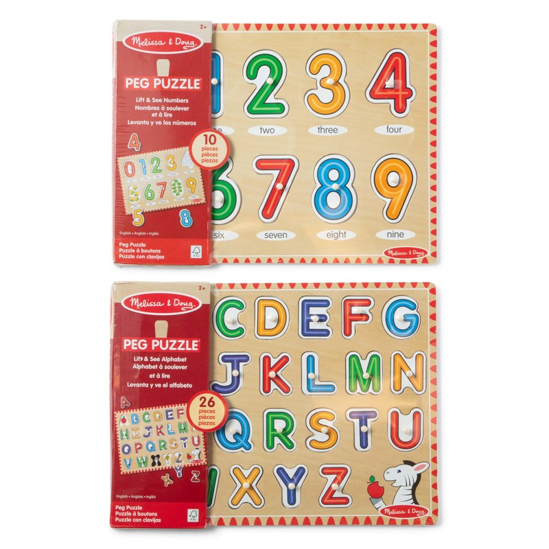 Melissa & Doug Wooden Lift & See Peg Puzzle Early
