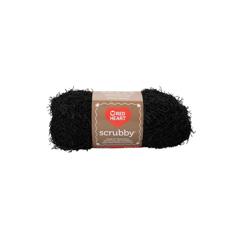 Red Heart Scrubby Yarn – Polyester Specialty Yarn – Black