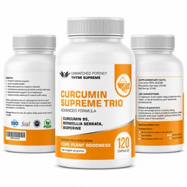 Curcumin Supreme Trio with 95% Curcumin, Boswellia Serrata & BioPerine® | Natural Joint, Mobility & Immune Support | Anti-Inflammatory Turmeric Supplement | 120 Vegan Capsules