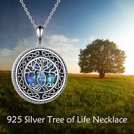 VONALA Abalone Tree of life Necklace for Women 925 Sterling silver Tree of life Jewelry Tree of life Gift