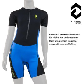 DYNAMICNORD - Neoprene/Lycra Shorty - Designed in Germany - Lightweight Water Sports Shorty for Children Made of 2 mm Neoprene with Lycra for Cold and Sun Protection (Blue/Black, 128)