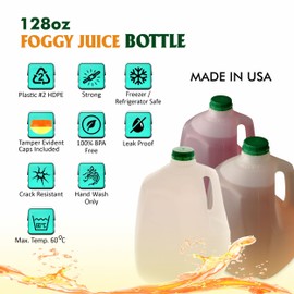 Empty Plastic Gallon Juice Bottles with Tamper Evident Caps 128 OZ - Smoothie Bottles - Ideal for Juices, Milk, Smoothies, Picnic's and even Meal Prep by EcoQuality Juice Containers (10)