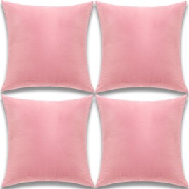 Yonous Cushion Covers, Soft Premium Velvet Decorative Throw Pillow for Sofa Bed Couch Chair, Set of 4, Pink, 26 x 26 inch / 65 x 65 cm