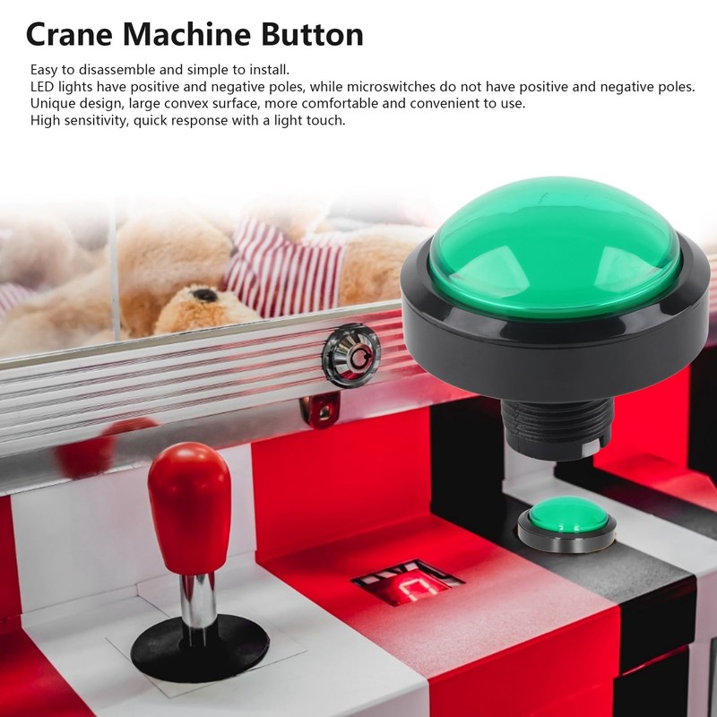 Arcade Buttons, 60mm Big Convex Button Big Dome 2‑Foot Switch