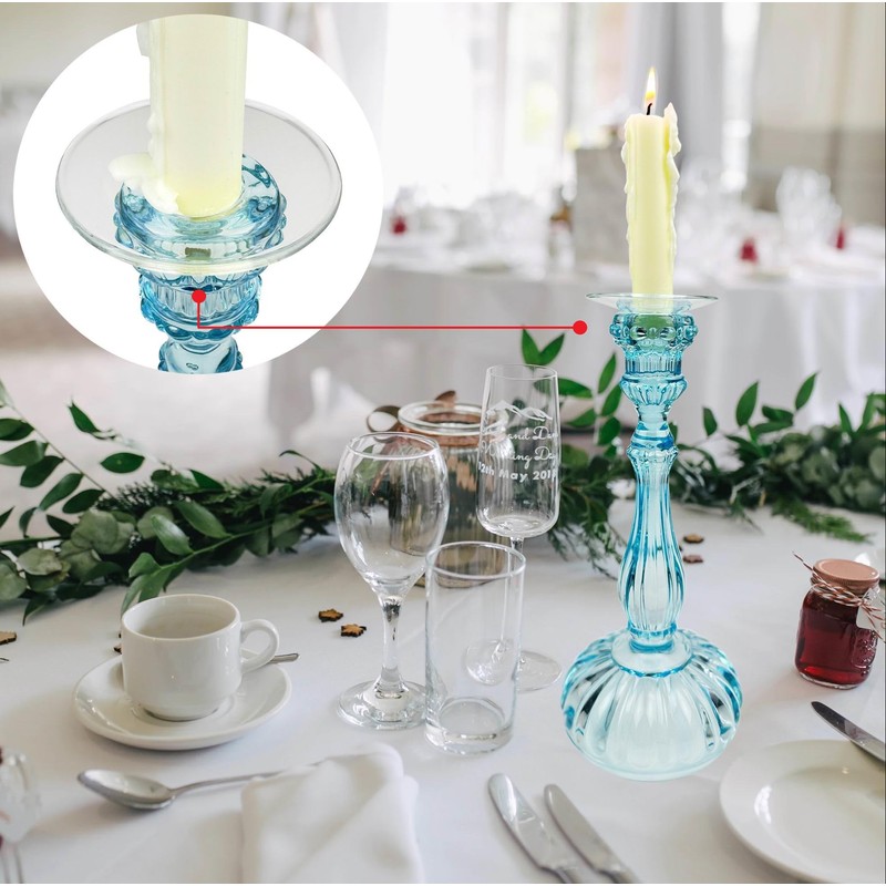 VGEUNA 12 Pieces Bent Glass Candle Bobeches, Candle Rings, Bobeches