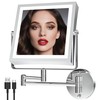 WZKALY Rechargeable Wall Mounted Makeup Mirror with Lights, 4000mAh Double