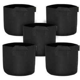 FiveSeasonStuff 10 Gallon Grow Bags Upgraded Heavy Duty Handles, 5 Pack Reusable Breathable Planters