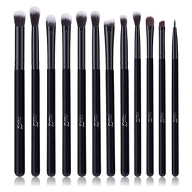 MSQ Eye Makeup Brushes 12pcs Eye Shadow Makeup Brush Set Eyeshadow,Eyebrow,Eyeliner,Blending Eyeshadow Tip Set,Fine Makeup Brushes for Glamorous Eyes (Black)