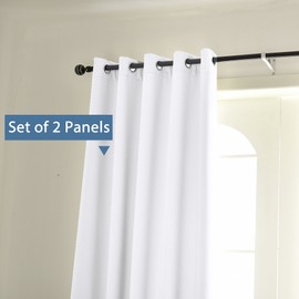 Room Darkening Curtain Panels Pure White Curtains Window Treatment Energy Saving Thermal Insulated Solid Grommet Room Darkening Drapes for Bedroom/Nursery, Pure White, 2 Panels, 52" W x 84" L