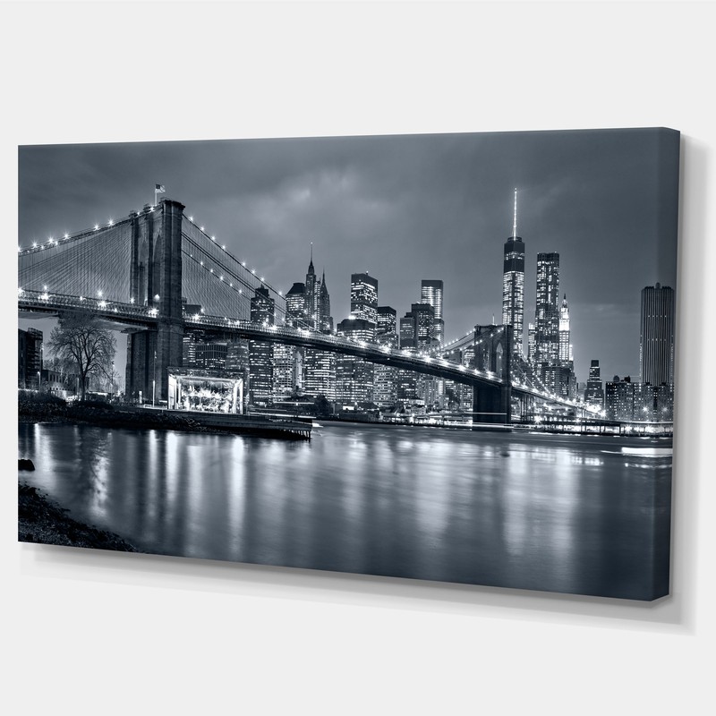Designart PT9959-60-28 Panorama New York City at Night-Cityscape Canvas print-60x28