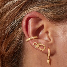 Mevecco Gold Dainty Dangle Hoop Earrings for Women 14K Gold Plated Delicate cute Geometric Triangle Cone Dangle Earrings(awl)