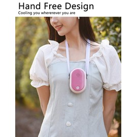 Portable Hanging Neck Fan Wearable Personal Fan Battery Operated USB Rechargeable 3 Speed Mini Handheld Air Conditioning Cooling Refrigeration Necklace Fan for Women Eyelash Camping Outdoor (pink)