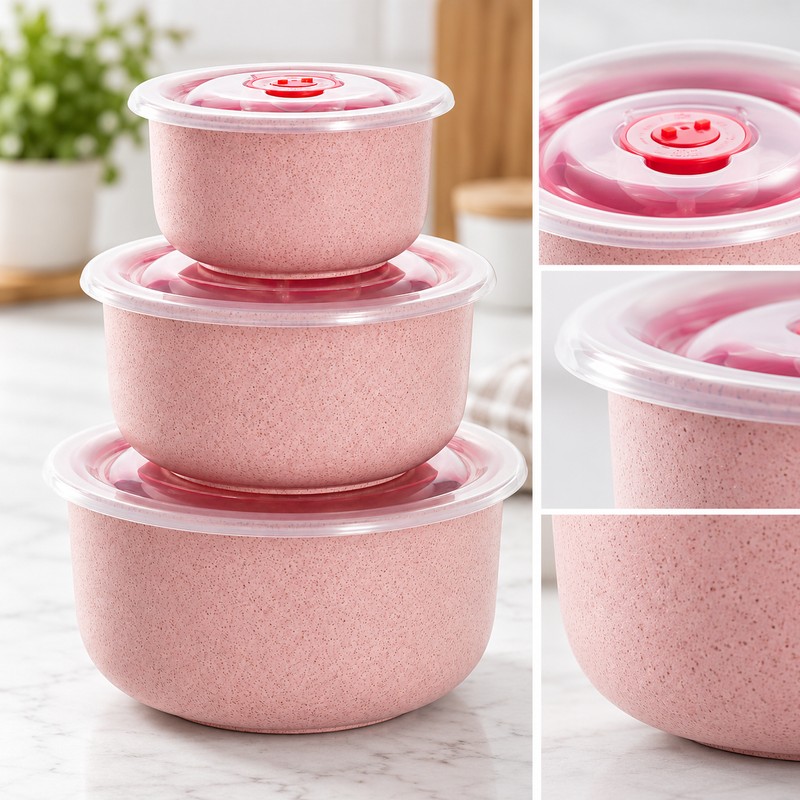 3-Piece Wheat Straw Food Storage Bowl Set for Meals –
