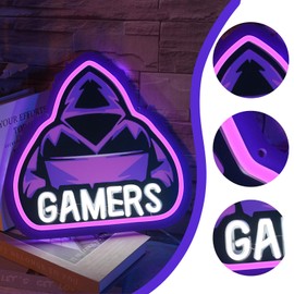 TEKXYZ UV Printed Gaming Neon Sign – LED Gamer Neon Lights for Room Decor, Perfect Video Game Wall Decor for Boys’ Bedrooms, Best Gifts for Teenage Gamers