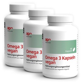 Apodiscounter Omega 3 Capsules Vegan from Algae Oil 3 x 60 Pieces