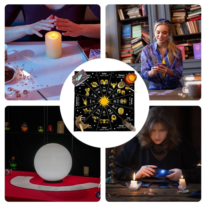 Tarot Table Cloth | 19.68x19.68in Square Velvet Tarot Tablecloth |
