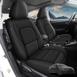 AOMSAZTO Front Seat Covers Custom Fit for Toyota Corolla 2020-2024 2025 Breathable Faux Leather Black Car Seat Covers Protector Cushion Accessories(2PCS Front)
