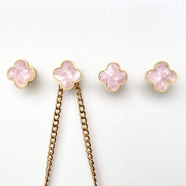 Solid Brass Decorative Wall Hooks, Coat Backpack Purse Screw-in Wall Hangers, Wall Mounted Fancy Hooks (Blossom Pink 4 Pack)