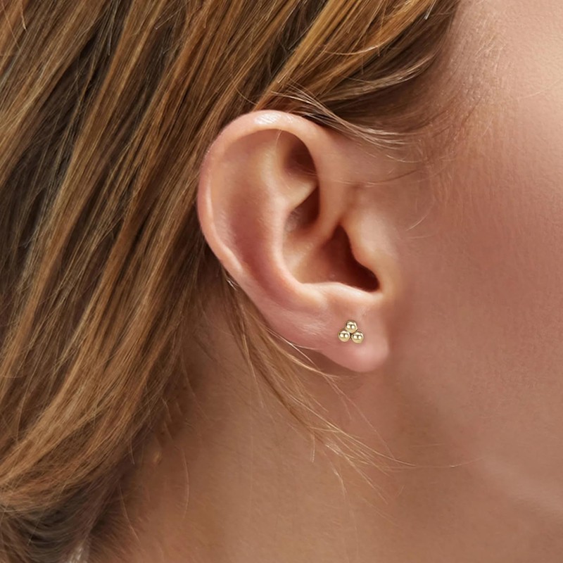 Thonoko Gold Hoop Earrings Set (Gold Ball-2pcs), Copper