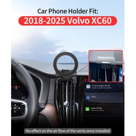 MaserWeller Car Phone Holder for 2018 2019 2020 2021 2022 2023 2024 2025 Volvo XC60 Accessories, 360° Rotation Phone Mount Compatible with MagSafe, Cell Phone Holder Does Not Affect Air Vent