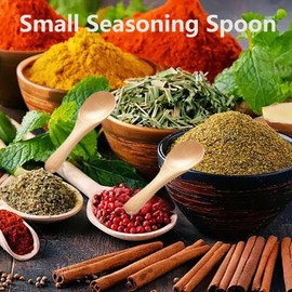 4 PCS Small Wooden Spoons, 3.9 Inch Tiny Spoons for Spices Jars, Handmade Mini Wood Condiment Spoon for Salt, Sugar, Honey, Pepper, Asanta Cute Wood Scoops for Canisters