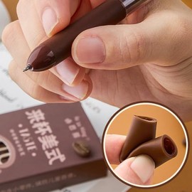 YRYUNRUI 4Pcs Black Ink Gel Pens, Coffee-smelling Black Ink Pens with 4Pcs Replacement Refills, Cute Fine Point Smooth Writing Pens, Office Supplies Gifts for Kids Schoolchildren