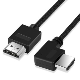 SHULIANCABLE Ultra Thin 8K HDMI 2.1 Right Angle 90 Degree Right Angled Cable, L-Shaped Flexible Slim High Speed Cord 4K@120Hz 8K@60Hz Type-A Male to Male Computer HDTV (Right Angled, 1M)