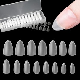 Fingooo Nail Tips, Ultra Thin, 300 Pieces, Short, Clear, Medium, False Nails, Natural Fit, Tightness (Point S)