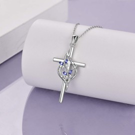 POPLYKE Cross Necklace for Daughter Butterfly Mother’s Day Gifts for Daughter 925 Sterling Silver Butterfly Necklace Women (Butterfly cross daughter)