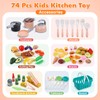HOLYFUN 74-Pcs Kids Kitchen Toy Accessories with Shopping Basket