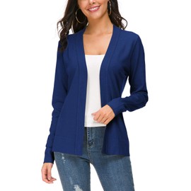 Urban CoCo Women's Long Sleeve Open Front Knit Cardigan Sweater (Royal Blue, XL)
