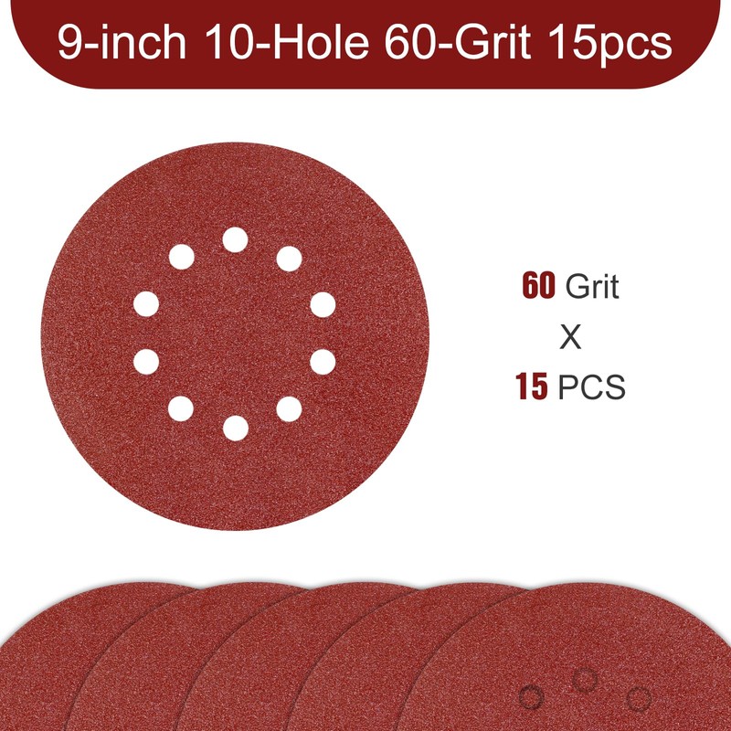 9 Inch 10 Holes Sanding Disc 60 Grit Drywall Sandpaper