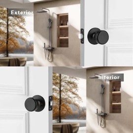 STARPY Black Door Knobs, Pismo Door Knob with Lock, Privacy Door Handles Interior for Bath & Bed (Passage, Matte Black, 1)