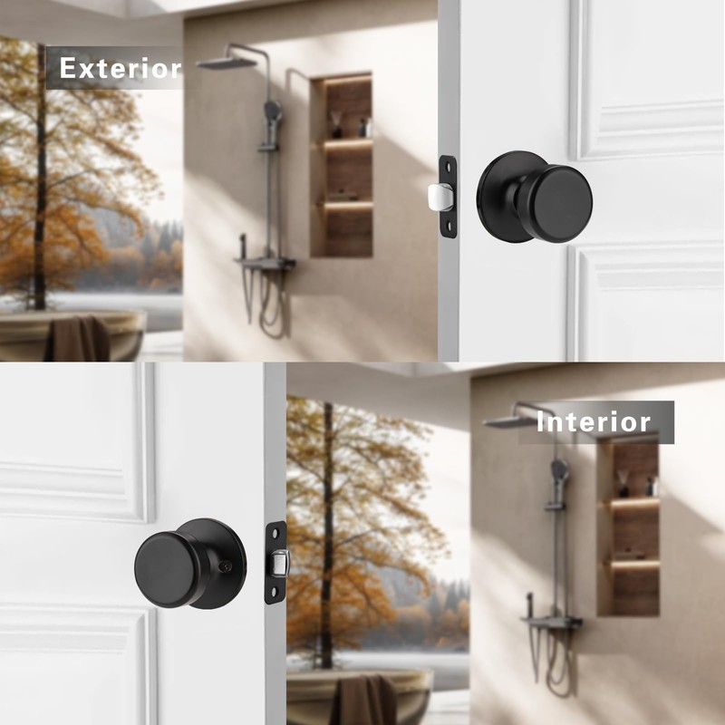 STARPY Black Door Knobs, Pismo Door Knob with Lock, Privacy
