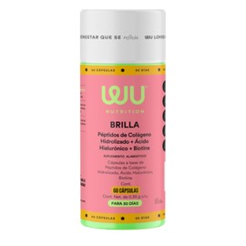 WU Nutrition BRILLA - Colágeno Hidrolizado con Biotina y Ácido Hialurónico - Vitaminas para Mujer A, B, C, D, E y Zinc - Suplemento para Crecimiento de Cabello, Piel Radiante y Uñas Fuertes - 60 Cápsulas