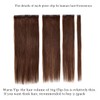 Human Hair Clip In Extensions,70g 7pcs Silky Straight Brown Human