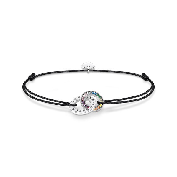 Thomas Sabo A2085-318-7-L22V Textile Bracelet Black with Two Rings Blackened
